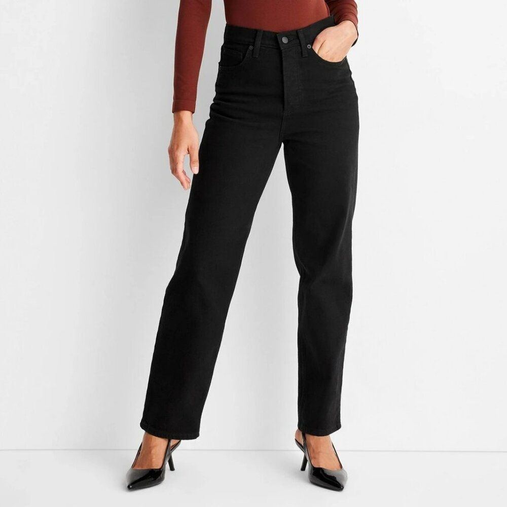 Women's High-Rise Straight Jeans - Universal Thread Black 16 NWT